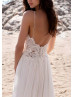 Spaghetti Straps Ivory Lace Chiffon Wedding Dress